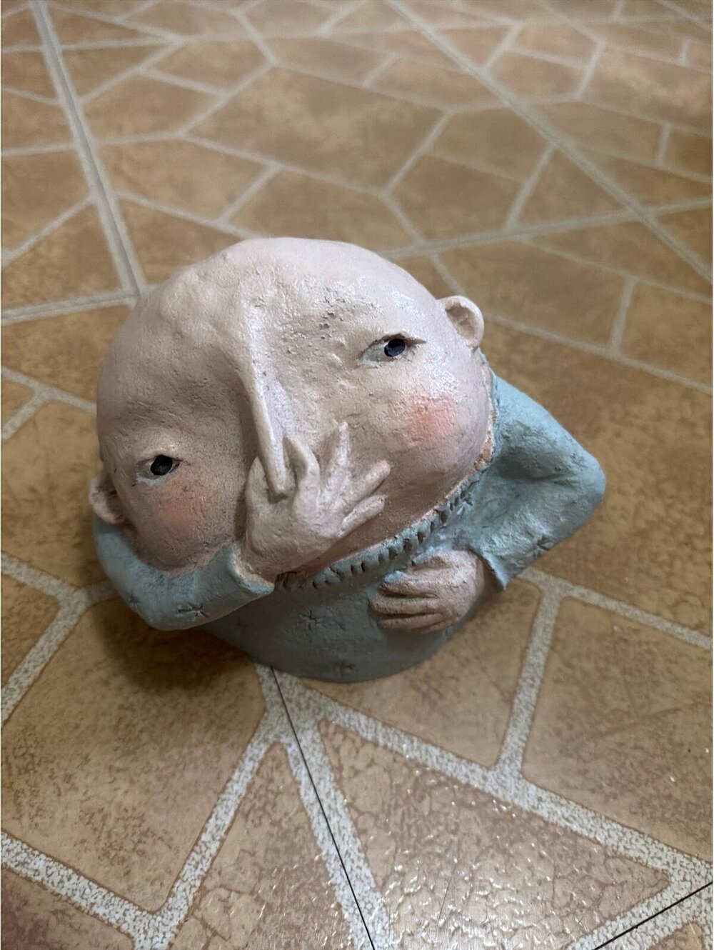 Boy Holding Nose Bathroom Statue: Funny Boys Bedroom Decor for Shelf Sitters
